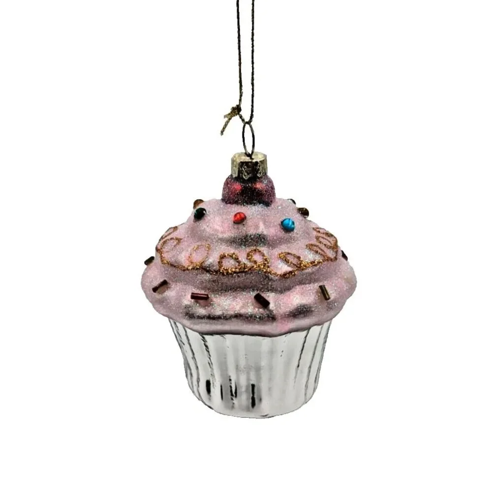 Cupcake Ornament Bubble Gum Pink  Candy‎ Sprinkles, Christmas Tree